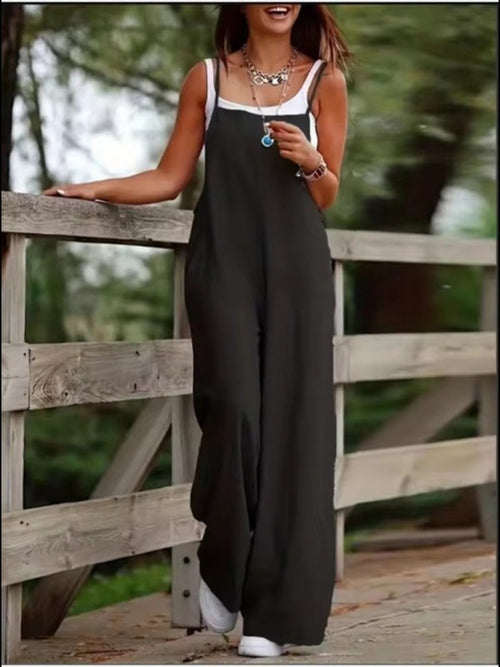 Casual dames jumpsuit mouwloos - Black