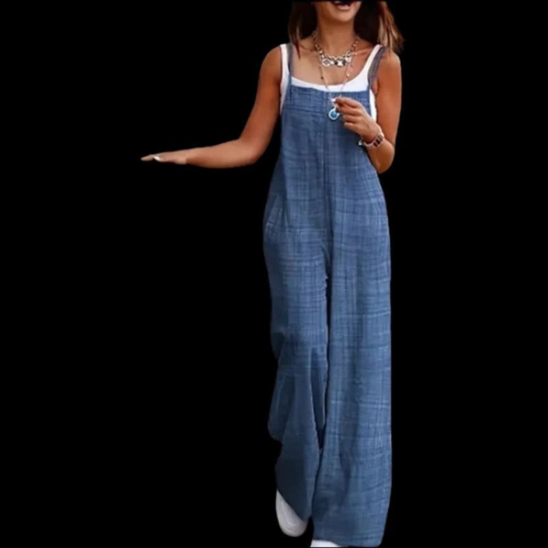 Mouwloze damesjumpsuit met jarretel, losse, casual zak, monochromatische zomer