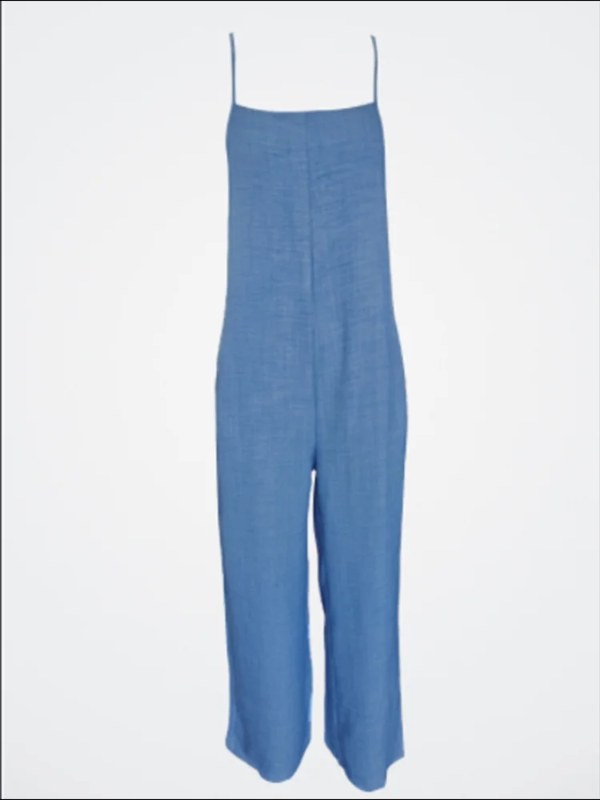 Mouwloze damesjumpsuit met jarretel, losse, casual zak, monochromatische zomer