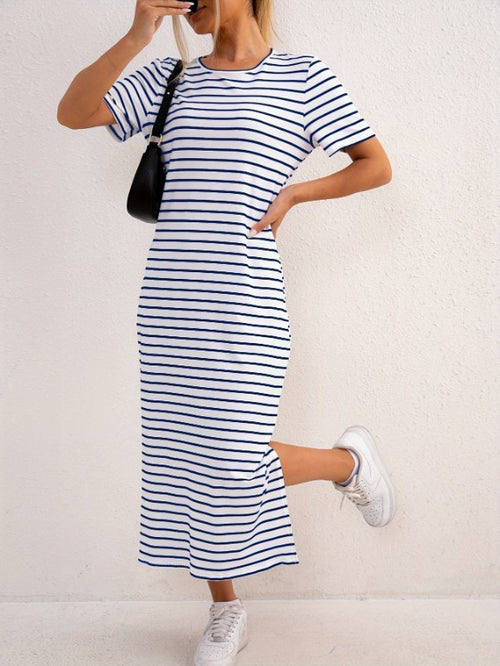 Casual maxi jurk korte mouw dames zomer - Navy