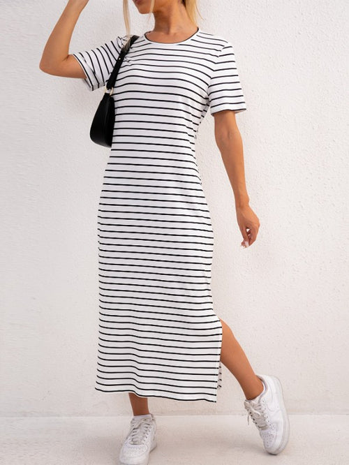 Casual maxi jurk korte mouw dames zomer - White